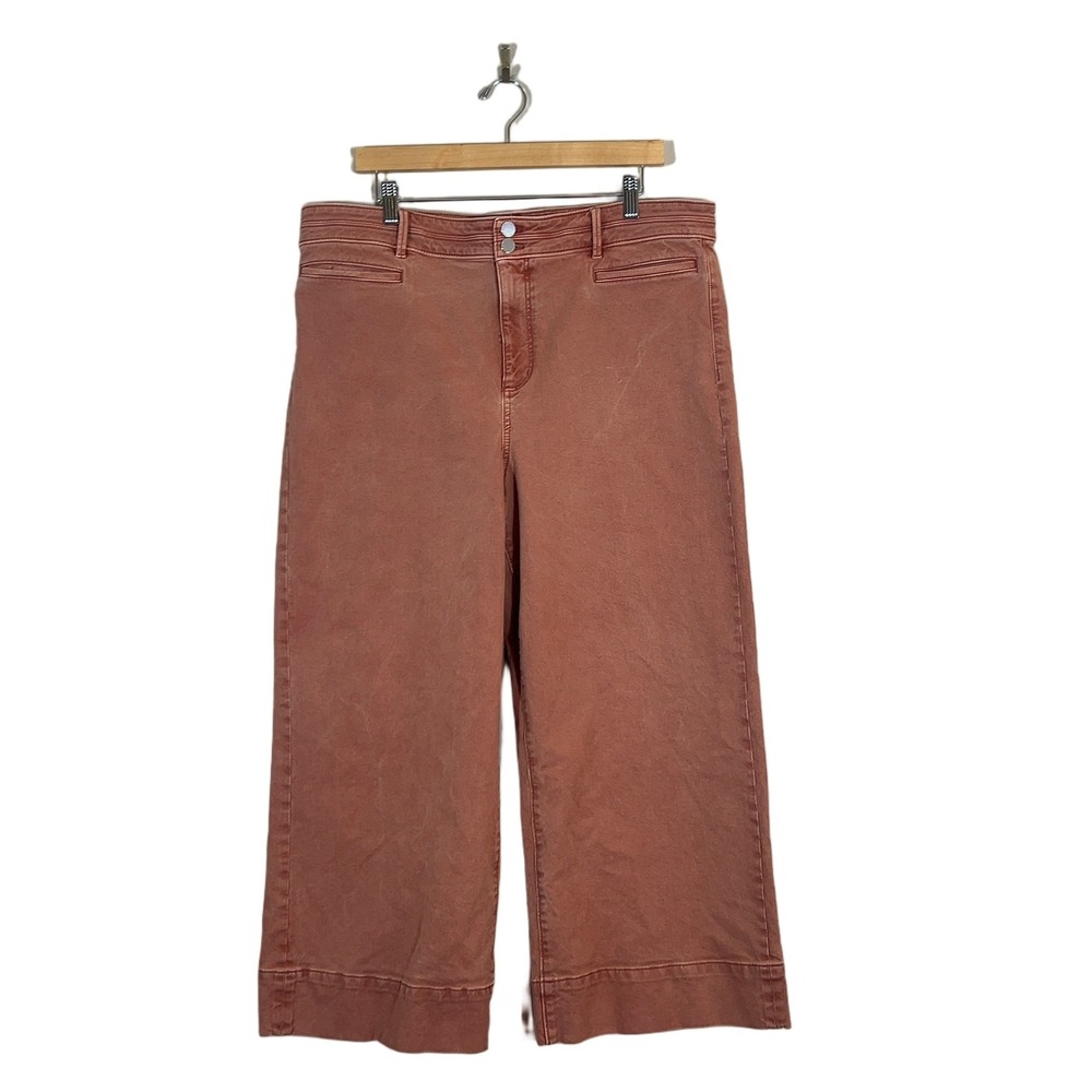 Ann Taylor The Wide Leg Solid Crop Pants Pink Terracotta Boho High Rise Size 16